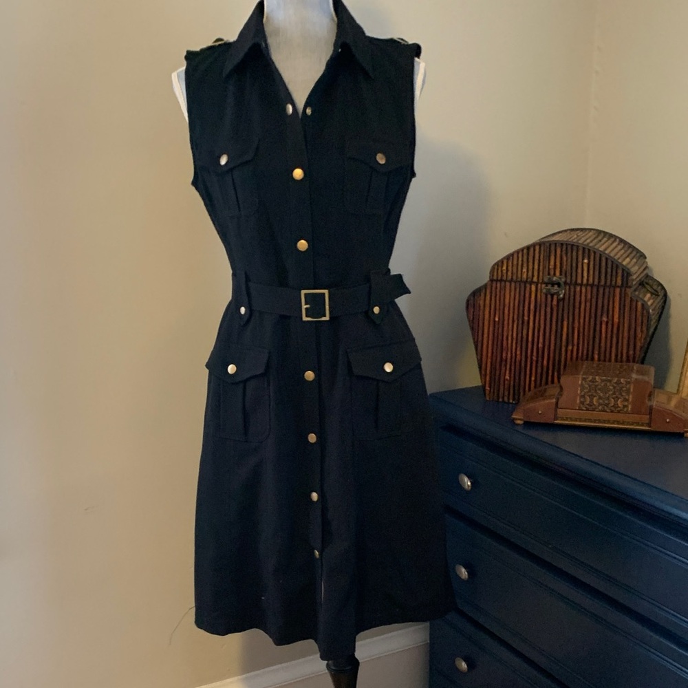 Calvin Klein Black Sleeveless Dress with Belt